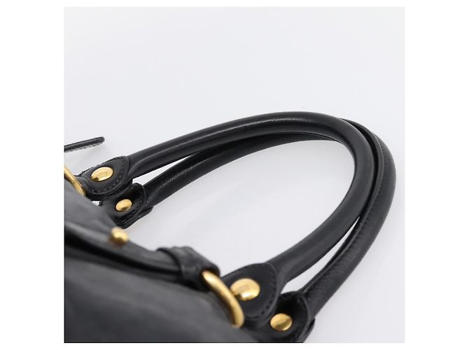 Borsa a mano Miu Miu Vittello Shine in pelle 2way Nero Tono Oro Auth 199341V - vista 14