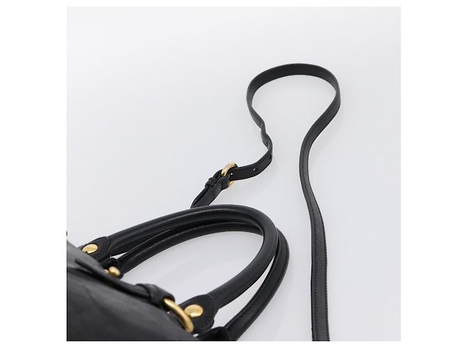 Borsa a mano Miu Miu Vittello Shine in pelle 2way Nero Tono Oro Auth 199341V - vista 15