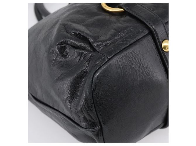 Borsa a mano Miu Miu Vittello Shine in pelle 2way Nero Tono Oro Auth 199341V - vista 16