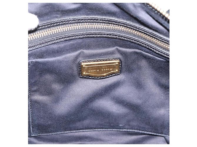 Borsa a mano Miu Miu Vittello Shine in pelle 2way Nero Tono Oro Auth 199341V - vista 19