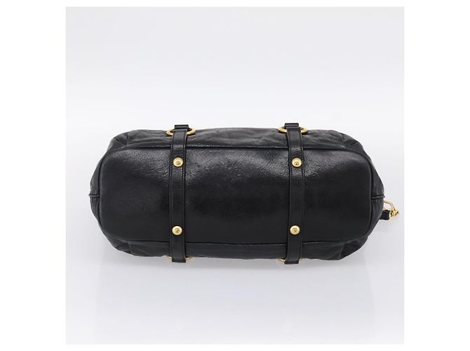 Borsa a mano Miu Miu Vittello Shine in pelle 2way Nero Tono Oro Auth 199341V - vista 5