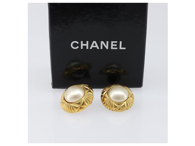 Orecchini CHANEL metallo Gold Tone CC Auth 201014 - vista 12