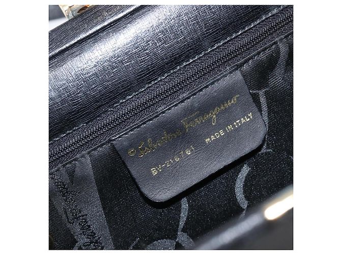 Borsa Salvatore Ferragamo in pelle nera e oro autentica bs36950 Nero D'oro - vista 12