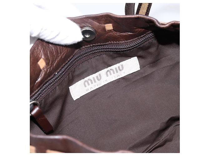 Borsa a tracolla Miu Miu in pelle marrone argento Auth 201975 - vista 10