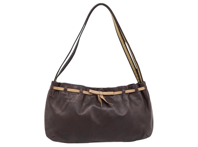 Borsa a tracolla Miu Miu in pelle marrone argento Auth 201975 - vista 13