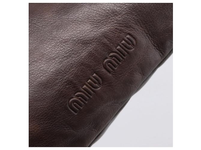 Borsa a tracolla Miu Miu in pelle marrone argento Auth 201975 - vista 17