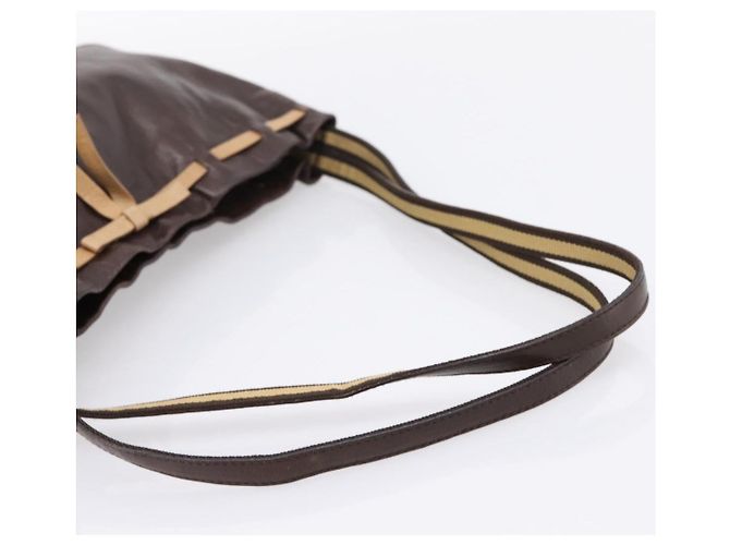 Borsa a tracolla Miu Miu in pelle marrone argento Auth 201975 - vista 7