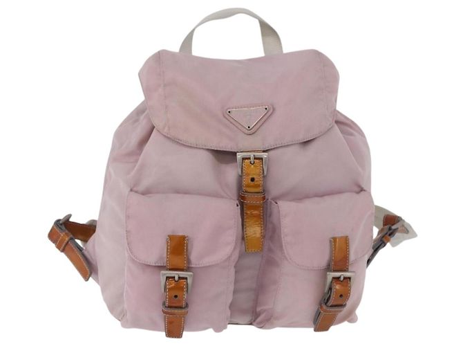 Zaino PRADA Nylon Rosa Argento Auth 198471 - vista 13