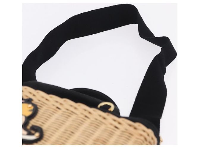 PRADA Wicker Canapa Hand Bag Rattan 2way Beige Gold 1BG835 Auth 198609SAM Golden - view 15