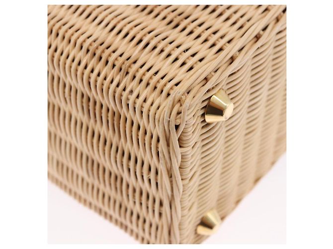 PRADA Wicker Canapa Hand Bag Rattan 2way Beige Gold 1BG835 Auth 198609SAM Golden - view 18