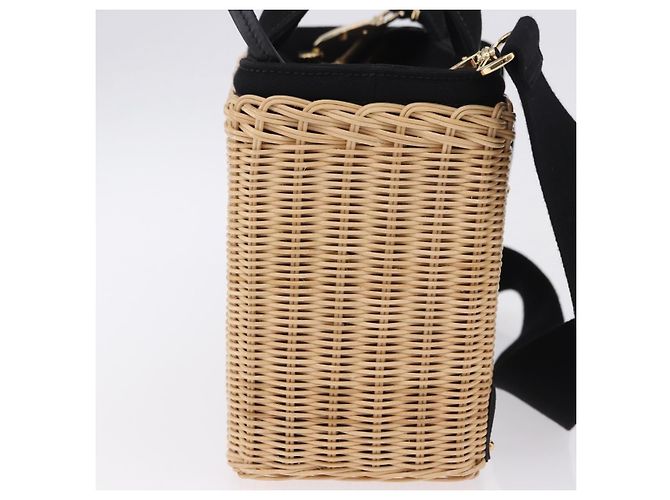 PRADA Wicker Canapa Hand Bag Rattan 2way Beige Gold 1BG835 Auth 198609SAM Golden - view 4