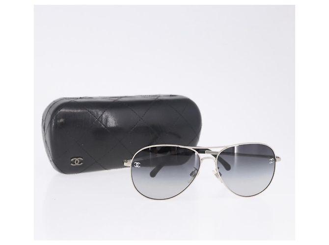 Gafas de sol CHANEL Metal Silver Black CC Auth BA15445M Negro Plata - vista 12