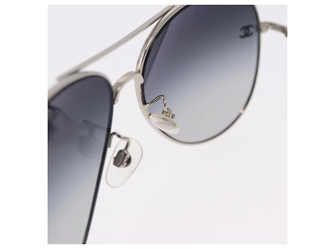 Gafas de sol CHANEL Metal Silver Black CC Auth BA15445M Negro Plata - vista 14