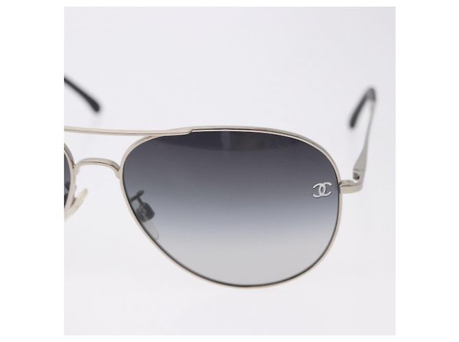 Gafas de sol CHANEL Metal Silver Black CC Auth BA15445M Negro Plata - vista 4