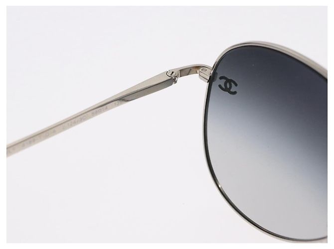 Gafas de sol CHANEL Metal Silver Black CC Auth BA15445M Negro Plata - vista 9