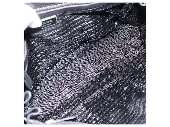 Borsa a tracolla PRADA Nylon Nero Argento Auth 199517V - vista 10