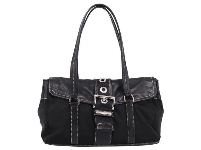 Borsa a tracolla PRADA Nylon Nero Argento Auth 199517V - vista 13