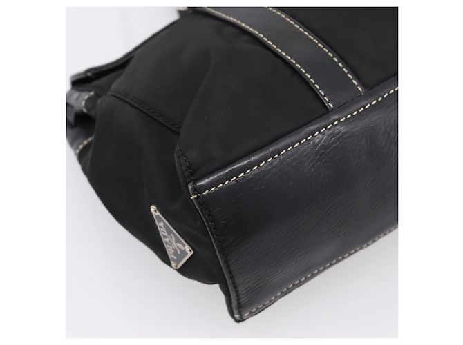 Borsa a tracolla PRADA Nylon Nero Argento Auth 199517V - vista 15