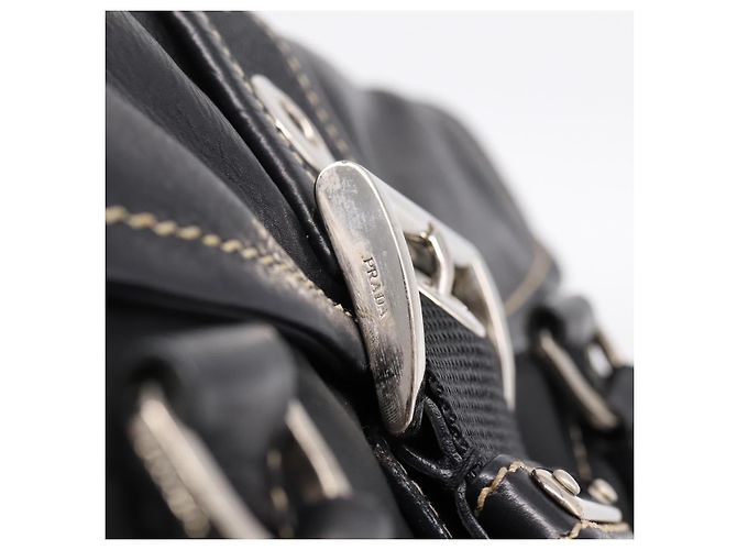 Borsa a tracolla PRADA Nylon Nero Argento Auth 199517V - vista 18