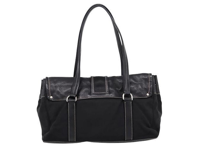 Borsa a tracolla PRADA Nylon Nero Argento Auth 199517V - vista 2