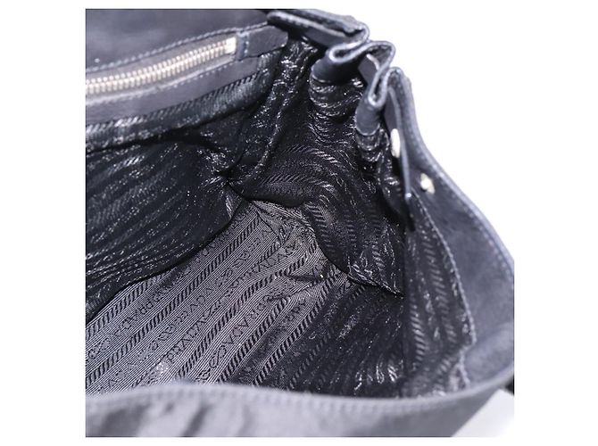 Borsa a tracolla PRADA Nylon Nero Argento Auth 199517V - vista 20