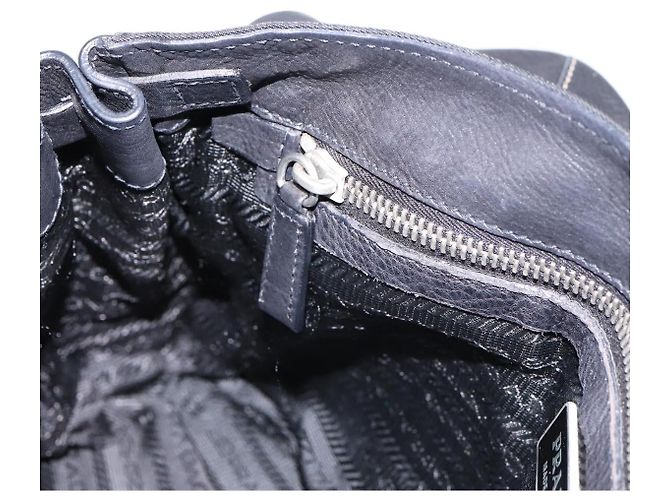 Borsa a tracolla PRADA Nylon Nero Argento Auth 199517V - vista 22