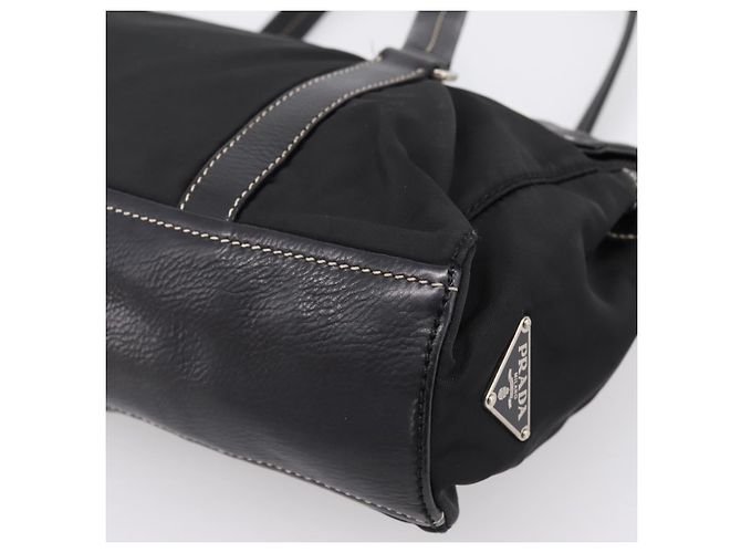 Borsa a tracolla PRADA Nylon Nero Argento Auth 199517V - vista 9