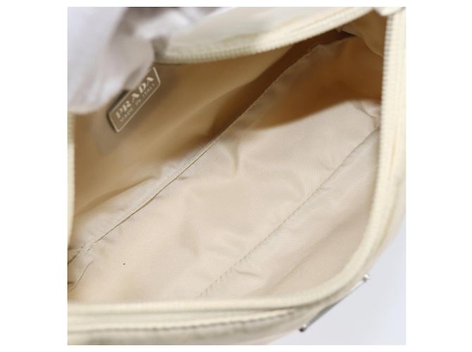PRADA Accessory Pouch Nylon Beige Silver Auth 202088 Silvery - view 11