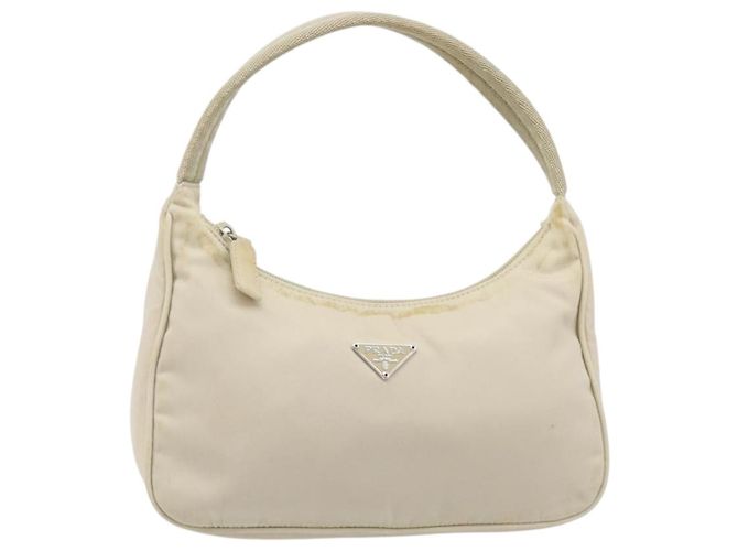 PRADA Accessory Pouch Nylon Beige Silver Auth 202088 Silvery - view 13