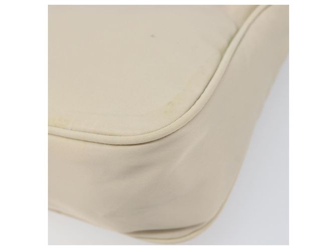 PRADA Accessory Pouch Nylon Beige Silver Auth 202088 Silvery - view 14