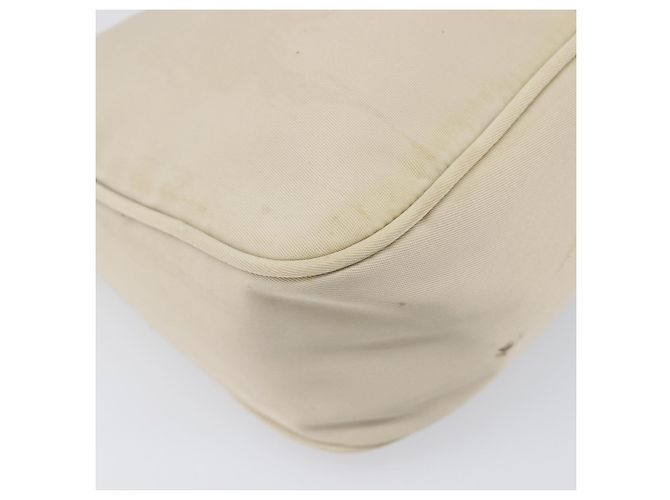 PRADA Accessory Pouch Nylon Beige Silver Auth 202088 Silvery - view 15