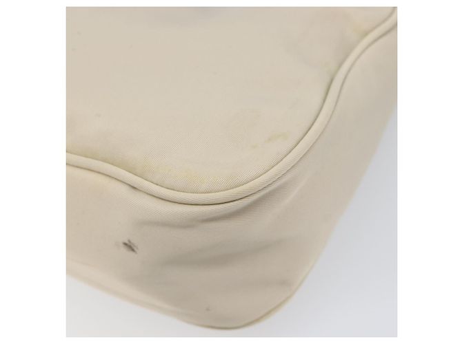 PRADA Accessory Pouch Nylon Beige Silver Auth 202088 Silvery - view 16
