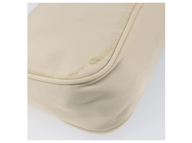 PRADA Accessory Pouch Nylon Beige Silver Auth 202088 Silvery - view 17