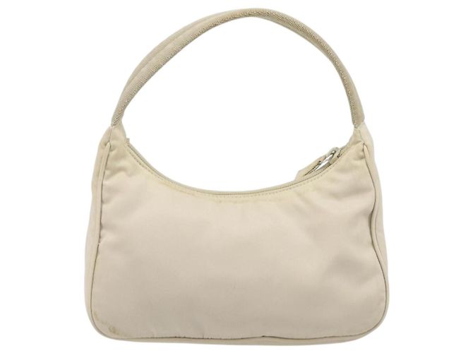 PRADA Accessory Pouch Nylon Beige Silver Auth 202088 Silvery - view 2