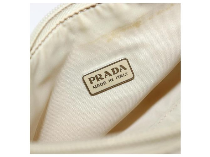 PRADA Accessory Pouch Nylon Beige Silver Auth 202088 Silvery - view 20