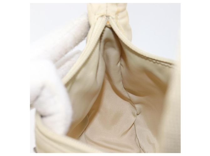 PRADA Accessory Pouch Nylon Beige Silver Auth 202088 Silvery - view 22