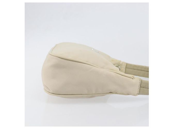 PRADA Accessory Pouch Nylon Beige Silver Auth 202088 Silvery - view 3