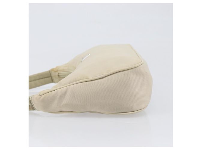 PRADA Accessory Pouch Nylon Beige Silver Auth 202088 Silvery - view 4
