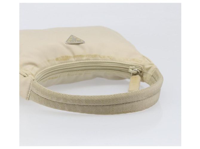 PRADA Accessory Pouch Nylon Beige Silver Auth 202088 Silvery - view 9