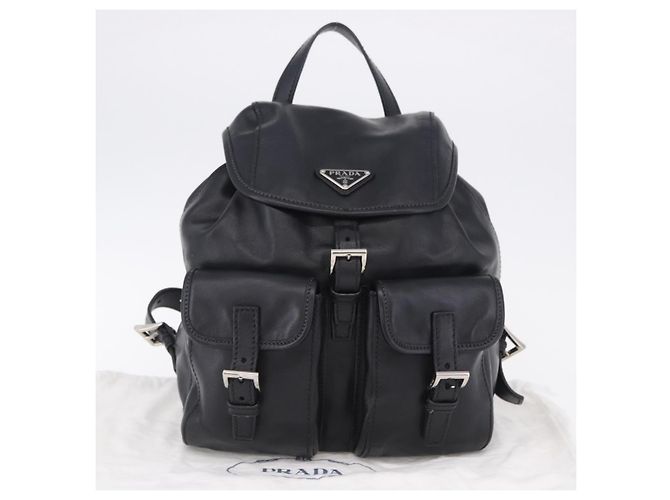 Zaino PRADA in pelle nero e argento 1BZ677 Auth 198608V - vista 12