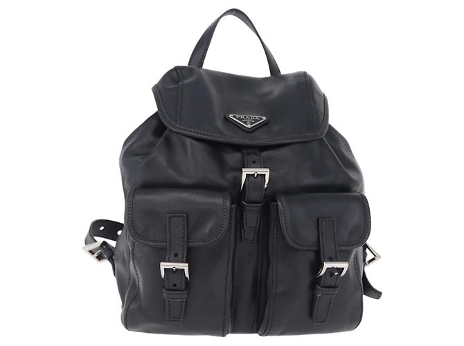 Zaino PRADA in pelle nero e argento 1BZ677 Auth 198608V - vista 13