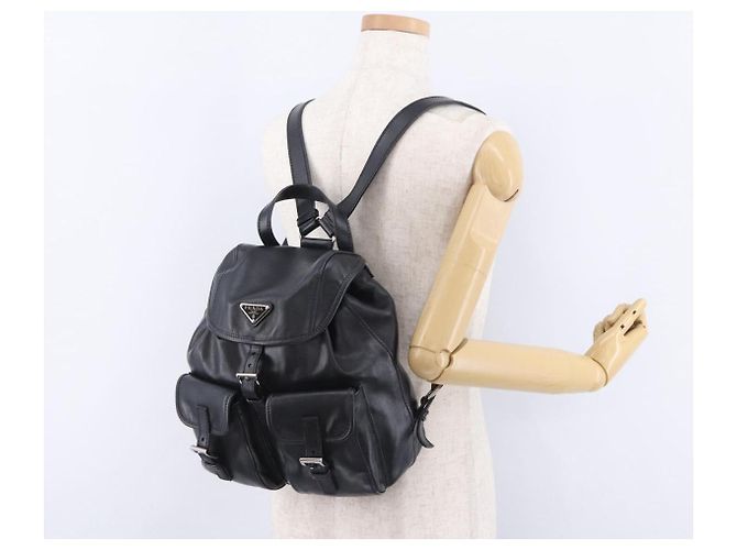Zaino PRADA in pelle nero e argento 1BZ677 Auth 198608V - vista 31