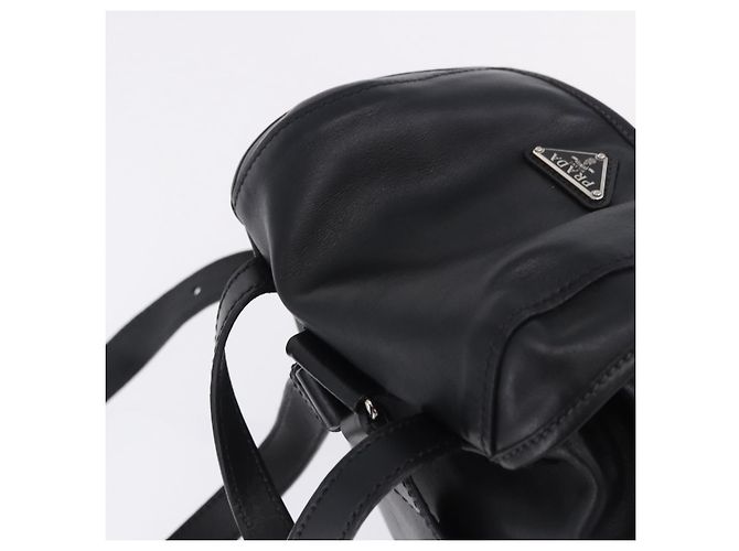 Zaino PRADA in pelle nero e argento 1BZ677 Auth 198608V - vista 6