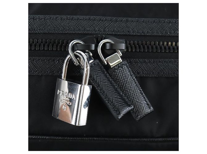 Borsa Boston PRADA Nylon Pelle 2way Nero Argento 2VC007 Auth yk20779SAV - vista 11