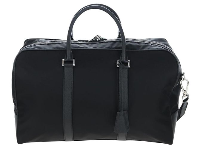 Borsa Boston PRADA Nylon Pelle 2way Nero Argento 2VC007 Auth yk20779SAV - vista 2