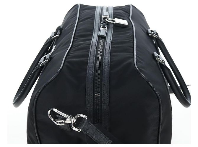 Borsa Boston PRADA Nylon Pelle 2way Nero Argento 2VC007 Auth yk20779SAV - vista 6