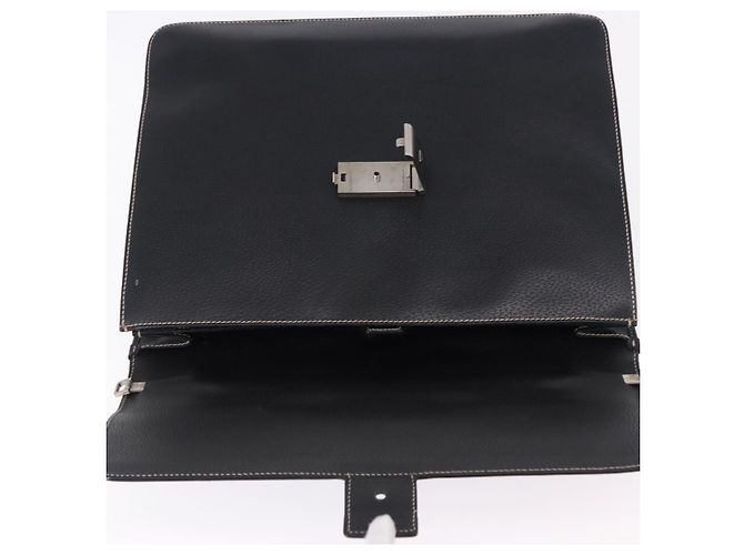 Borsa da lavoro Salvatore Ferragamo in pelle nera argento Auth 199057 Nero - vista 10