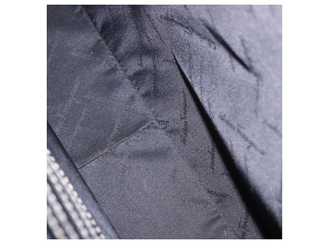 Borsa da lavoro Salvatore Ferragamo in pelle nera argento Auth 199057 Nero - vista 11