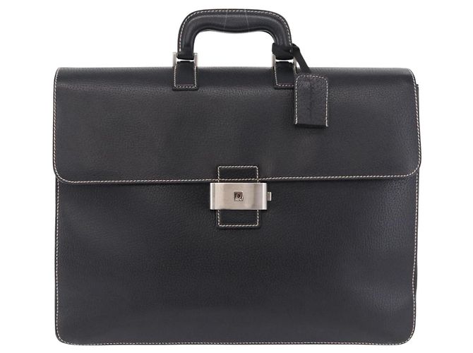 Borsa da lavoro Salvatore Ferragamo in pelle nera argento Auth 199057 Nero - vista 13