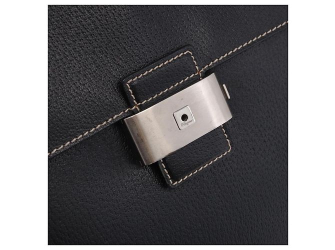 Borsa da lavoro Salvatore Ferragamo in pelle nera argento Auth 199057 Nero - vista 18